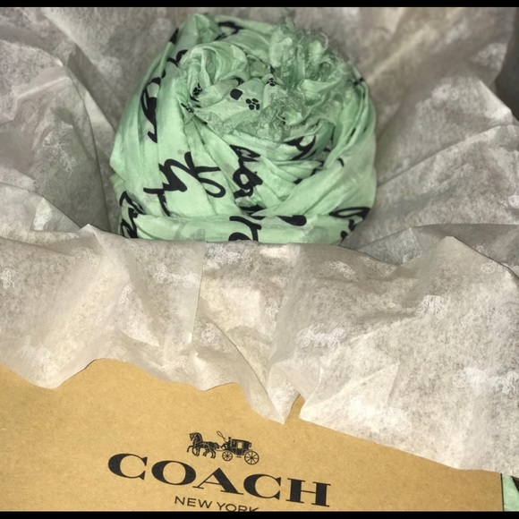 Coach Mint Green BRAVE Large Scarf with Box - Picture 5 of 5